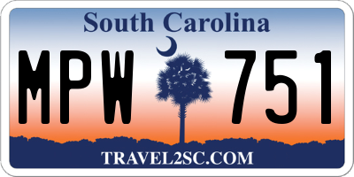 SC license plate MPW751