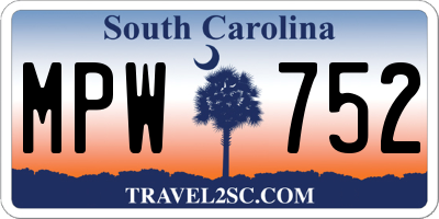 SC license plate MPW752