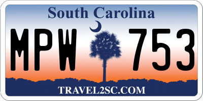 SC license plate MPW753