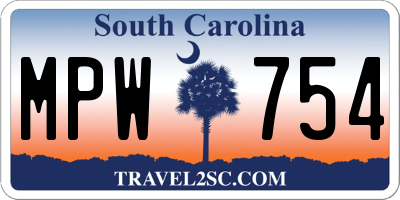 SC license plate MPW754