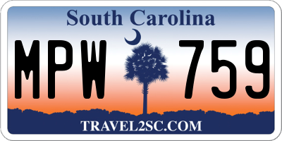 SC license plate MPW759