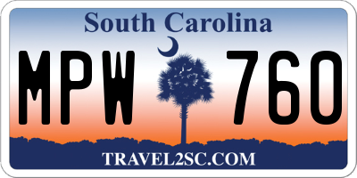 SC license plate MPW760