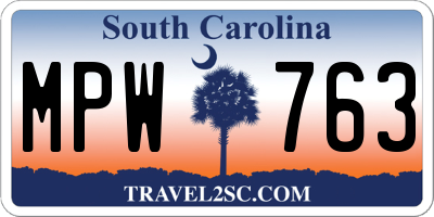SC license plate MPW763