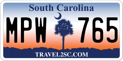 SC license plate MPW765