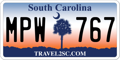 SC license plate MPW767