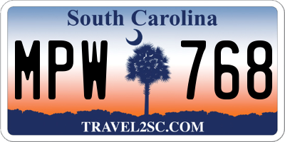 SC license plate MPW768