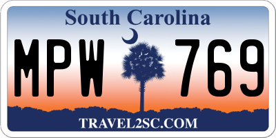 SC license plate MPW769