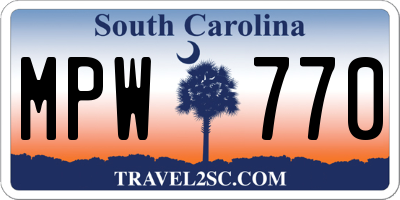 SC license plate MPW770