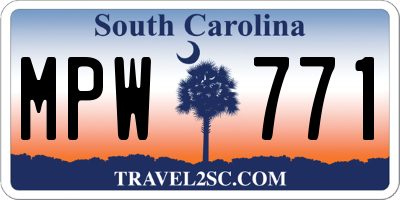 SC license plate MPW771