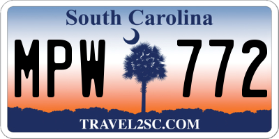 SC license plate MPW772