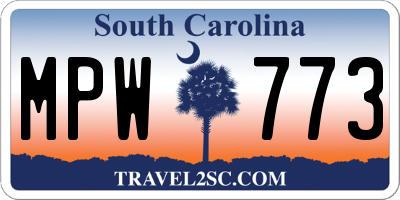 SC license plate MPW773