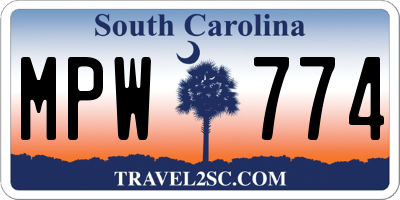 SC license plate MPW774