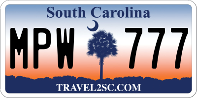 SC license plate MPW777
