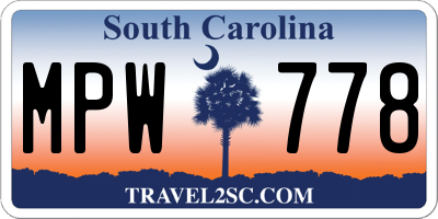 SC license plate MPW778