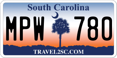 SC license plate MPW780