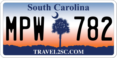 SC license plate MPW782