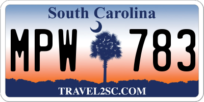 SC license plate MPW783