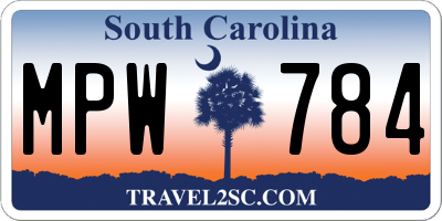 SC license plate MPW784