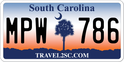 SC license plate MPW786