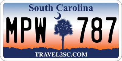 SC license plate MPW787