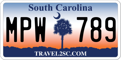 SC license plate MPW789