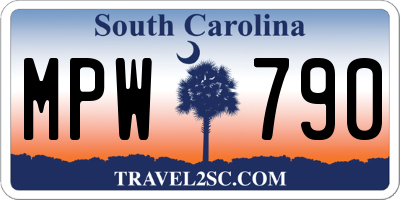 SC license plate MPW790