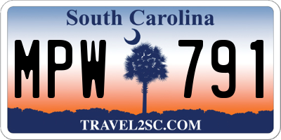 SC license plate MPW791