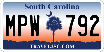 SC license plate MPW792