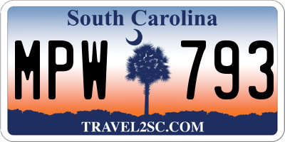 SC license plate MPW793