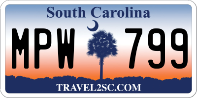 SC license plate MPW799