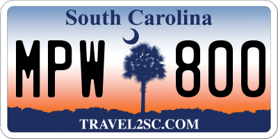 SC license plate MPW800