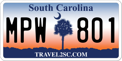 SC license plate MPW801
