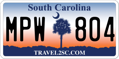 SC license plate MPW804