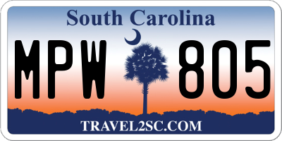 SC license plate MPW805