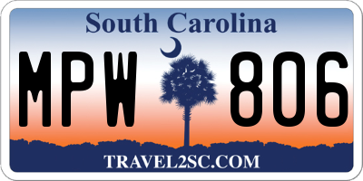 SC license plate MPW806