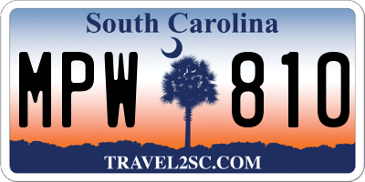 SC license plate MPW810