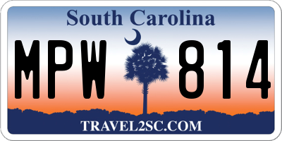 SC license plate MPW814