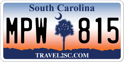 SC license plate MPW815