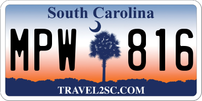 SC license plate MPW816