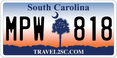 SC license plate MPW818