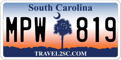 SC license plate MPW819