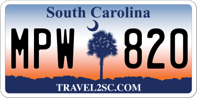 SC license plate MPW820