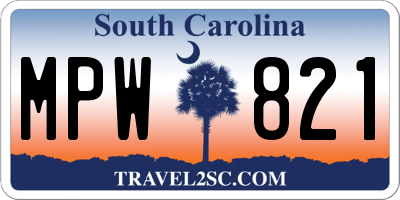 SC license plate MPW821