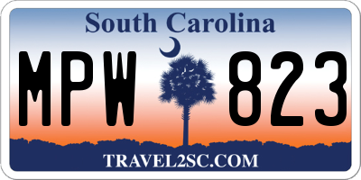 SC license plate MPW823