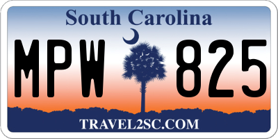SC license plate MPW825