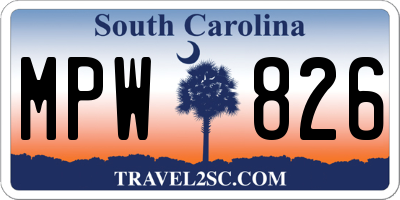 SC license plate MPW826
