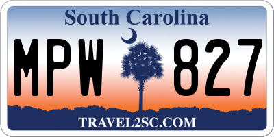 SC license plate MPW827