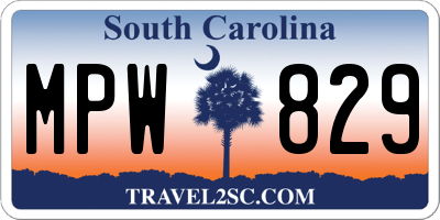 SC license plate MPW829