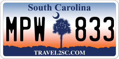 SC license plate MPW833