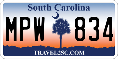 SC license plate MPW834